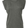 Women's flowy muscle tee with rolled cuff